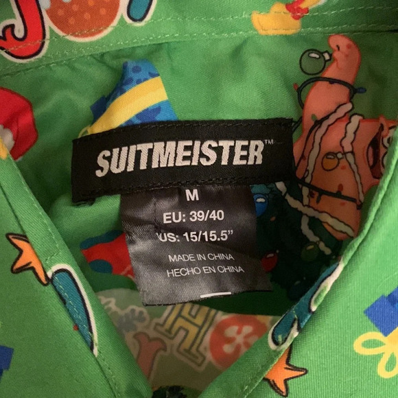 SuitMeister Men's Button Down Sponge Bob Christmas Shirt NEW Medium - Picture 5 of 5